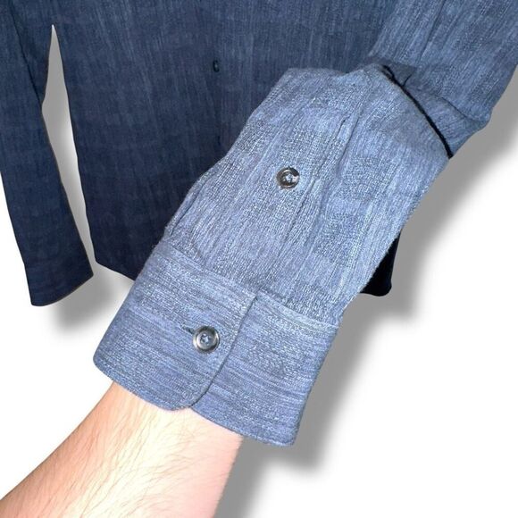 Baldwin Denim KC Navy Woven Oxford Button Down Sz S - Picture 6 of 8